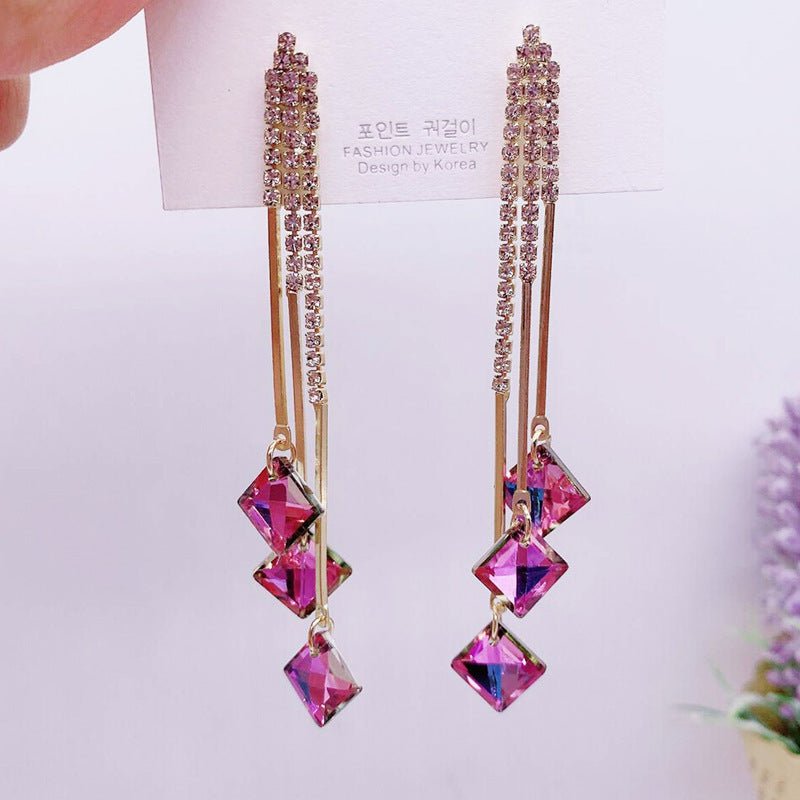 Sterling Silver Tassel Long Style Korean Temperament All Match Modified Earrings-Jewearrings