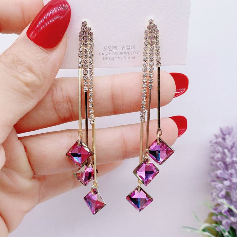 Sterling Silver Tassel Long Style Korean Temperament All Match Modified Earrings-Jewearrings