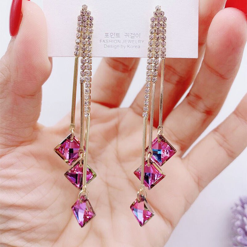 Sterling Silver Tassel Long Style Korean Temperament All Match Modified Earrings-Jewearrings