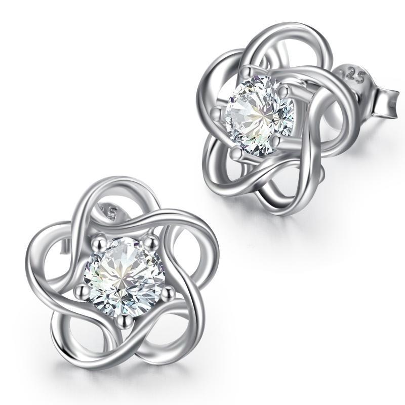 Sterling Silver Women's Flower Stud Earrings Jewelry-Jewearrings