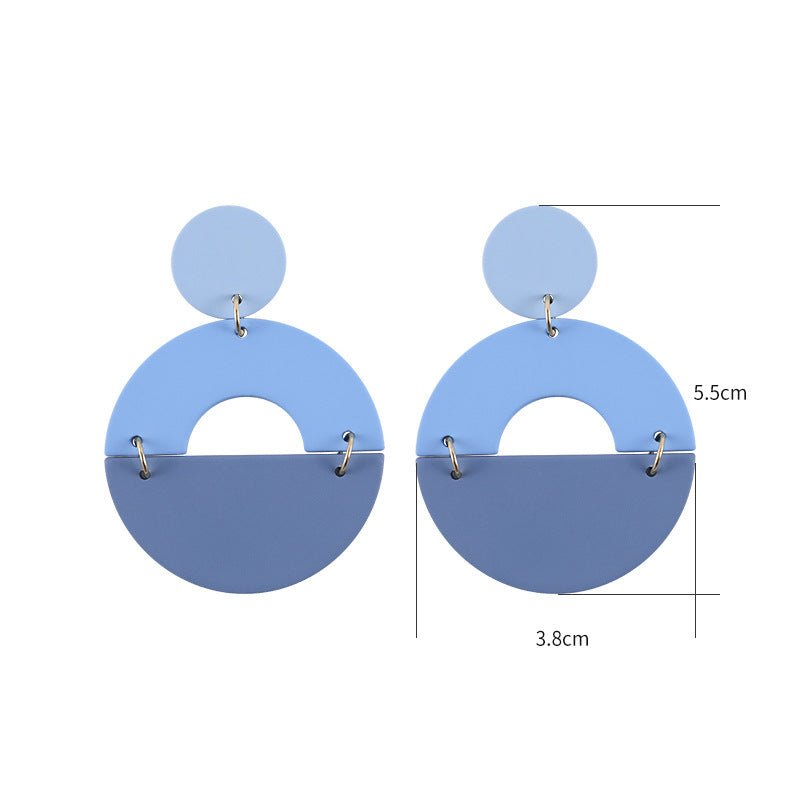 Stitching Acrylic Blue Ins Temperament Earrings-Jewearrings