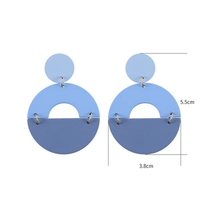 Stitching Acrylic Blue Ins Temperament Earrings-Jewearrings