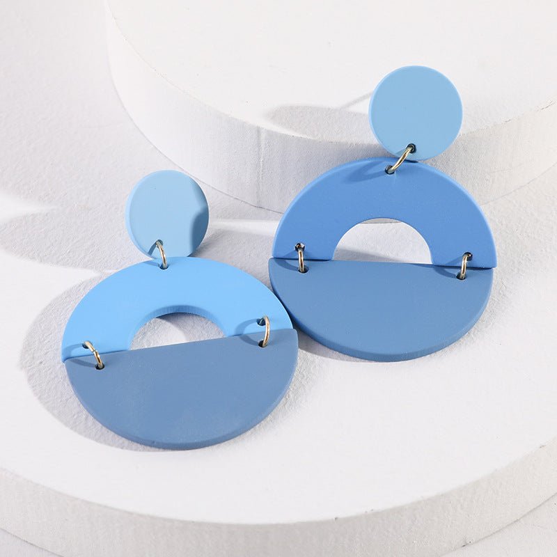 Stitching Acrylic Blue Ins Temperament Earrings-Jewearrings