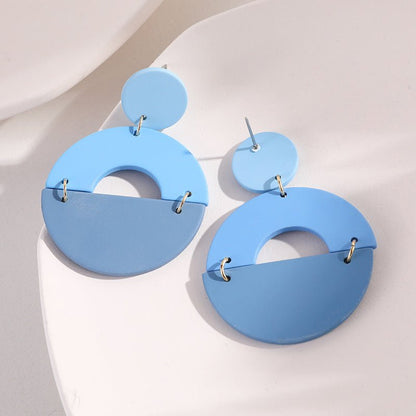 Stitching Acrylic Blue Ins Temperament Earrings-Jewearrings