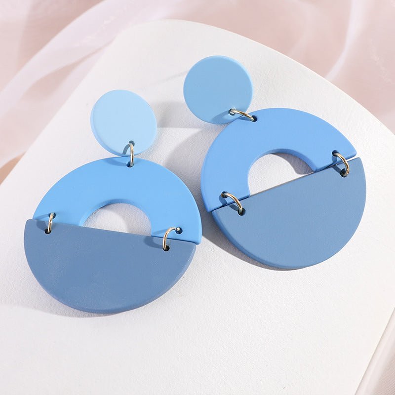 Stitching Acrylic Blue Ins Temperament Earrings-Jewearrings