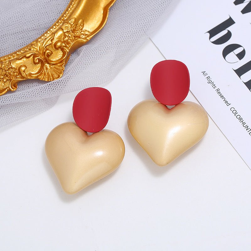 Street Style Ear Jewelry Big Peach Heart Acrylic Earrings-Jewearrings