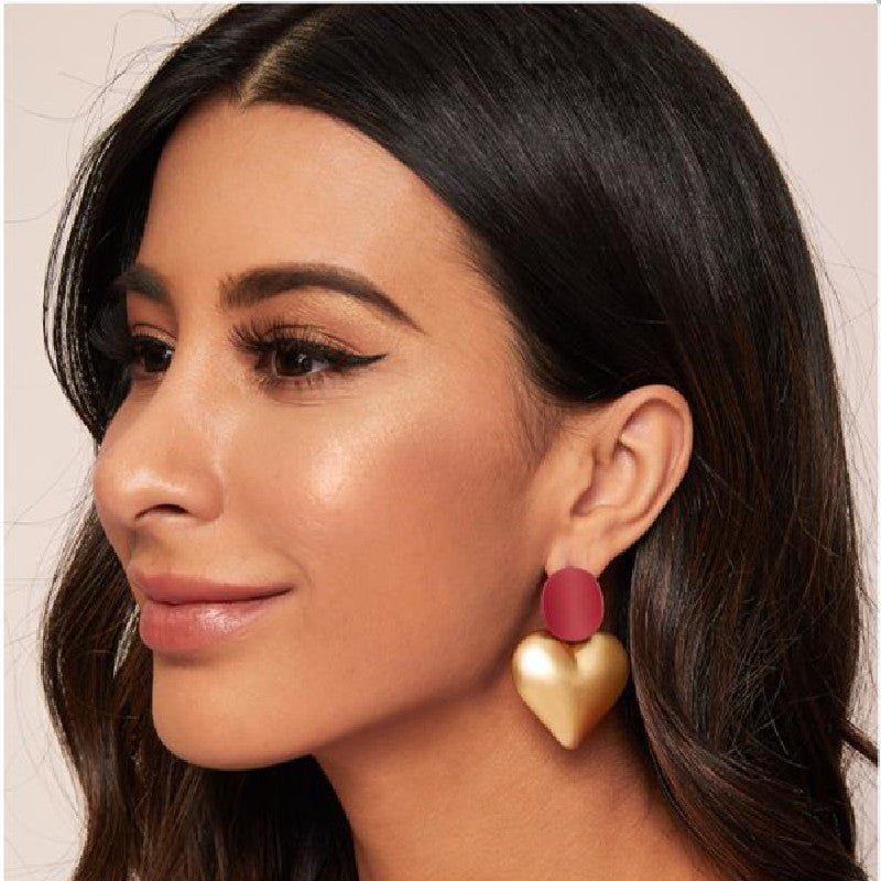 Street Style Ear Jewelry Big Peach Heart Acrylic Earrings-Jewearrings