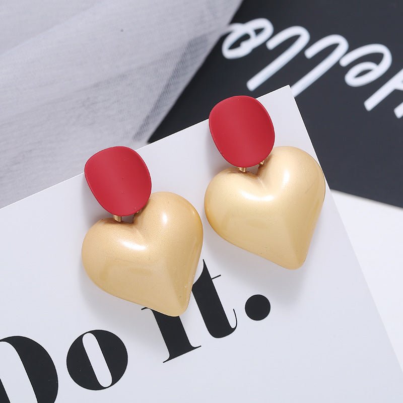 Street Style Ear Jewelry Big Peach Heart Acrylic Earrings-Jewearrings