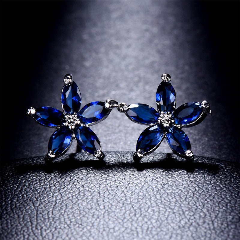 Stud Earrings Female Cute Zircon Earrings Korean Flower Petal Fashion Earrings-Jewearrings