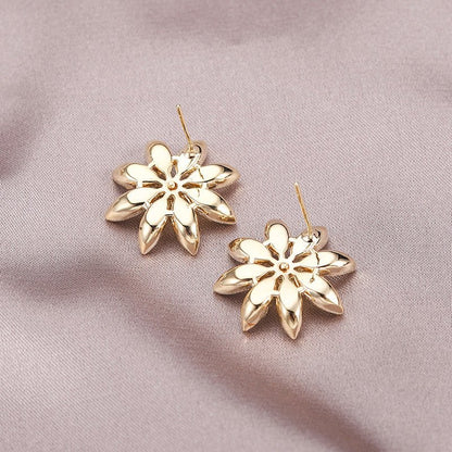 Stud Earrings Female Temperament Simple Flower Zircon-Jewearrings