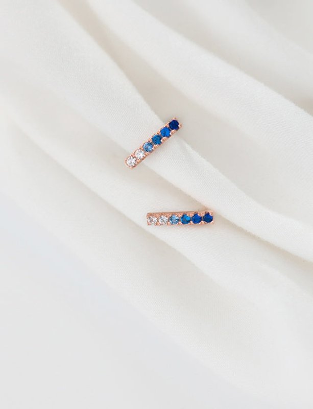 Stud earrings gradient blue diamond earrings-Jewearrings