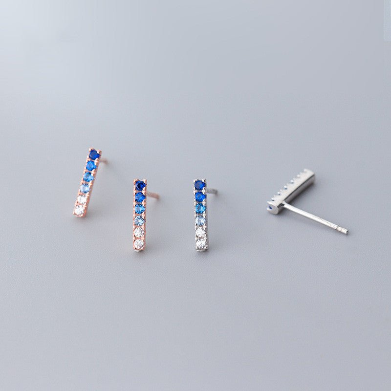 Stud earrings gradient blue diamond earrings-Jewearrings