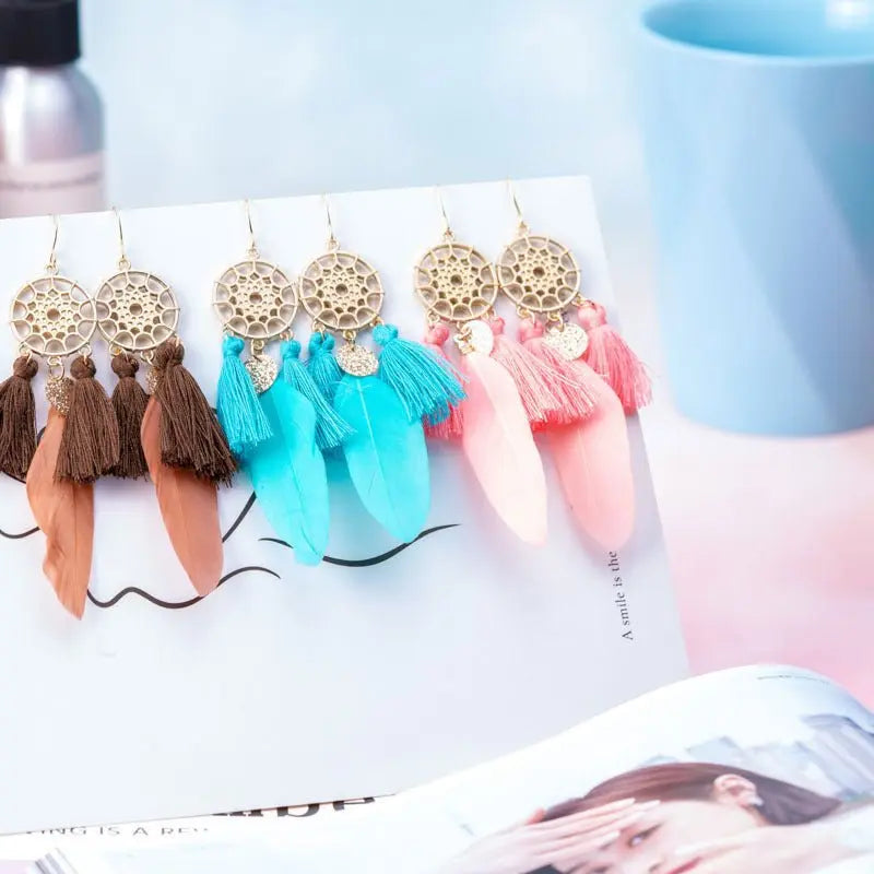 Stunning Feather Earrings for Women - Bohemian Style-Jewearrings