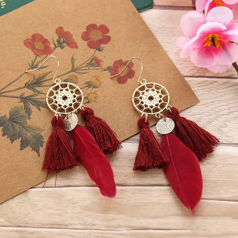 Stunning Feather Earrings for Women - Bohemian Style-Jewearrings