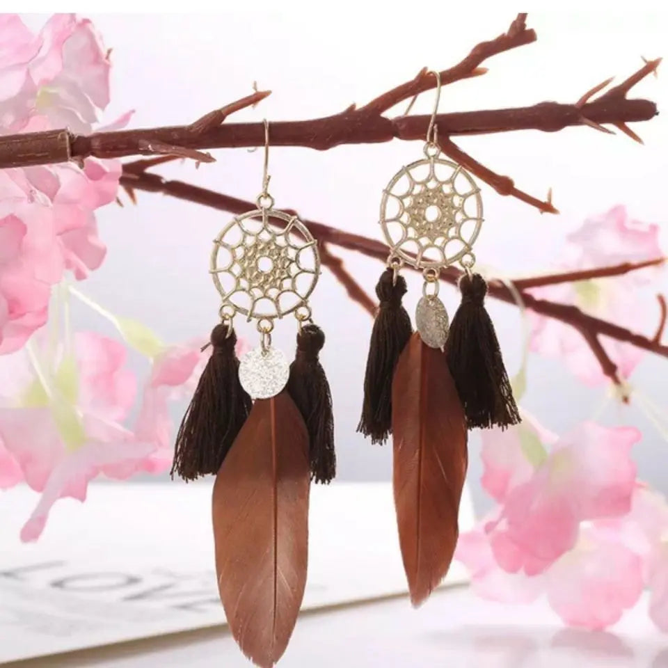 Stunning Feather Earrings for Women - Bohemian Style-Jewearrings