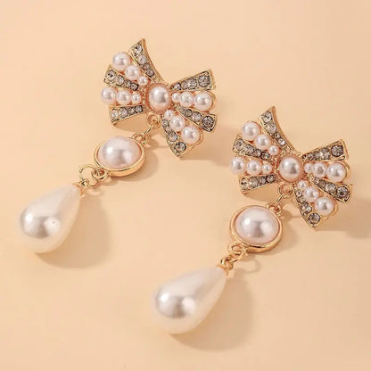 Stunning Silver Pearl Bow Earrings - Vintage Inspired-Jewearrings