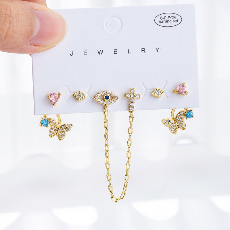 Stylish Sophisticated Zircon Diamond Butterfly Drop Earrings-Jewearrings