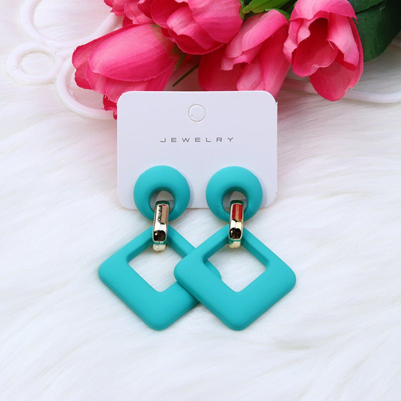 Summer Beach Colorful Fashion Earrings Diamond Hollow Ear Stud Acrylic-Jewearrings