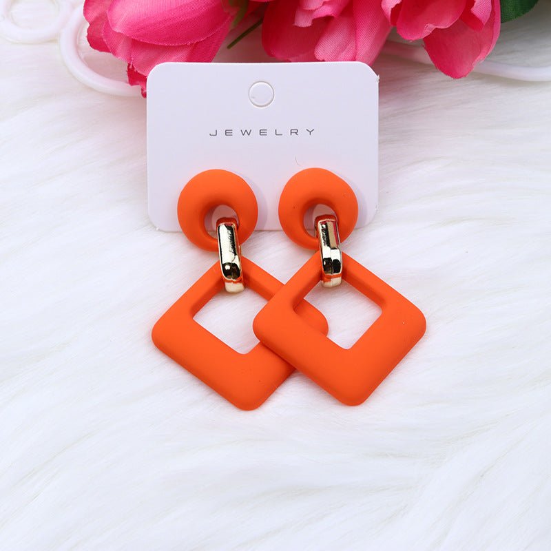 Summer Beach Colorful Fashion Earrings Diamond Hollow Ear Stud Acrylic-Jewearrings