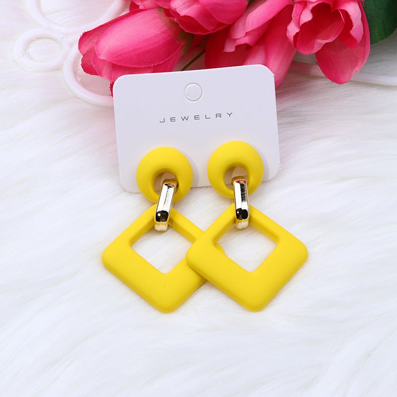 Summer Beach Colorful Fashion Earrings Diamond Hollow Ear Stud Acrylic-Jewearrings