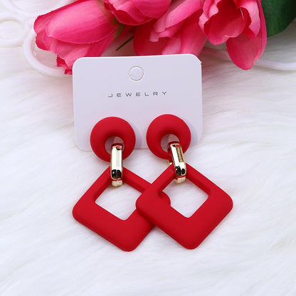 Summer Beach Colorful Fashion Earrings Diamond Hollow Ear Stud Acrylic-Jewearrings