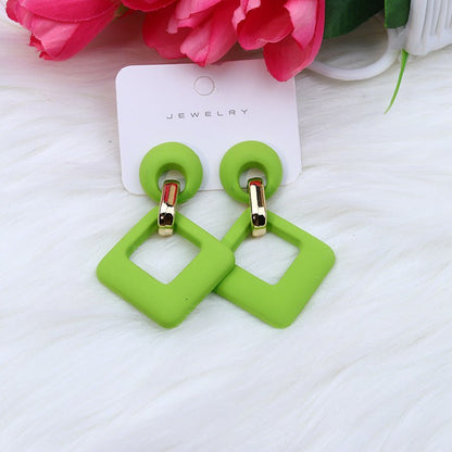 Summer Beach Colorful Fashion Earrings Diamond Hollow Ear Stud Acrylic-Jewearrings