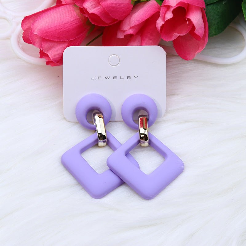 Summer Beach Colorful Fashion Earrings Diamond Hollow Ear Stud Acrylic-Jewearrings