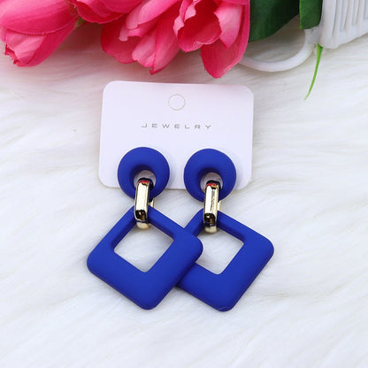 Summer Beach Colorful Fashion Earrings Diamond Hollow Ear Stud Acrylic-Jewearrings