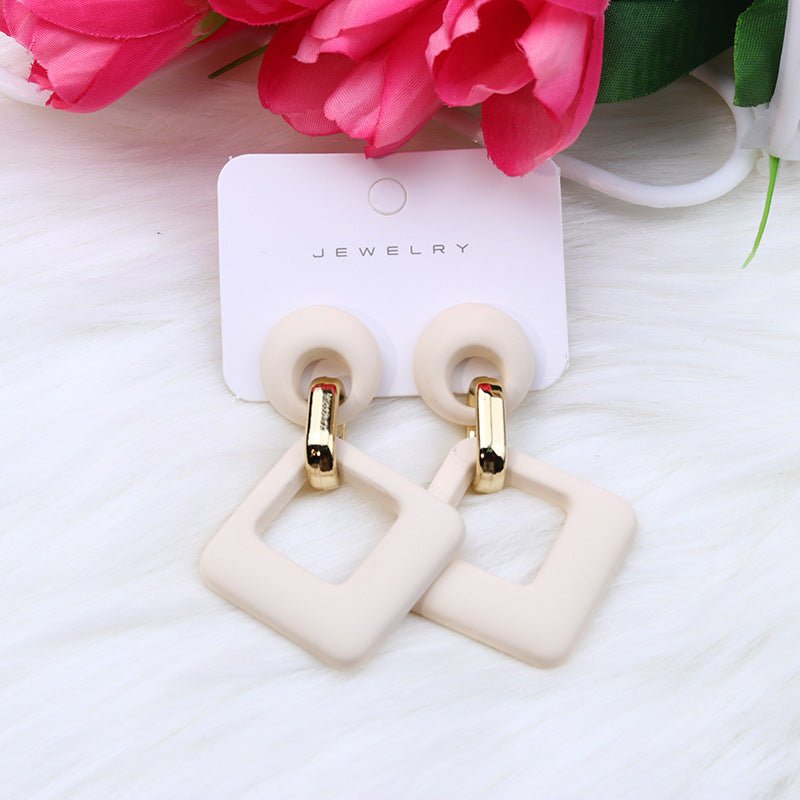 Summer Beach Colorful Fashion Earrings Diamond Hollow Ear Stud Acrylic-Jewearrings