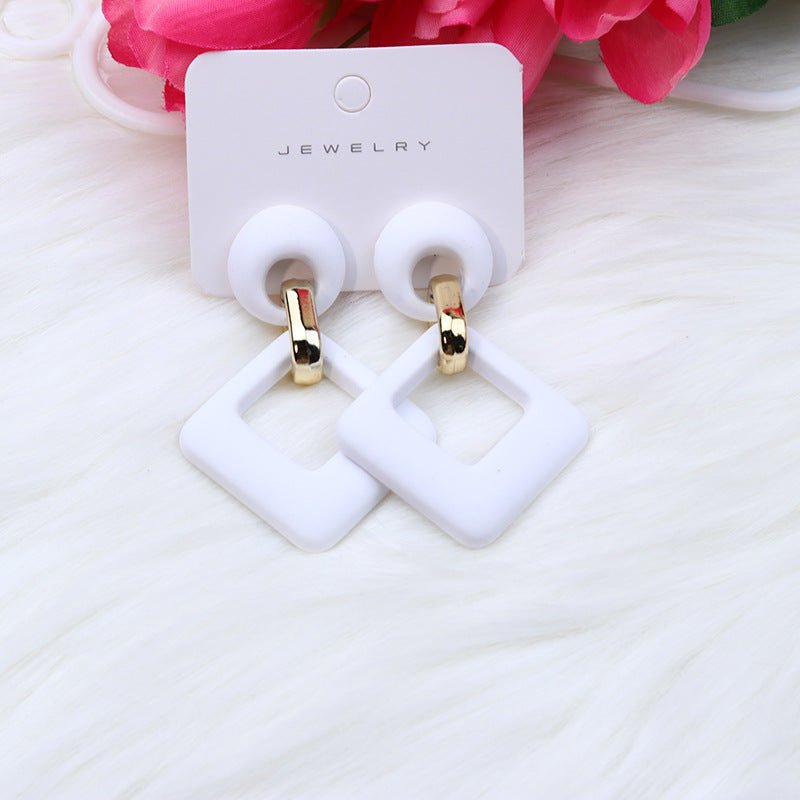 Summer Beach Colorful Fashion Earrings Diamond Hollow Ear Stud Acrylic-Jewearrings