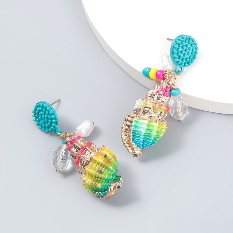 Summer Ocean Beach Wind Conch Shell Earrings-Jewearrings