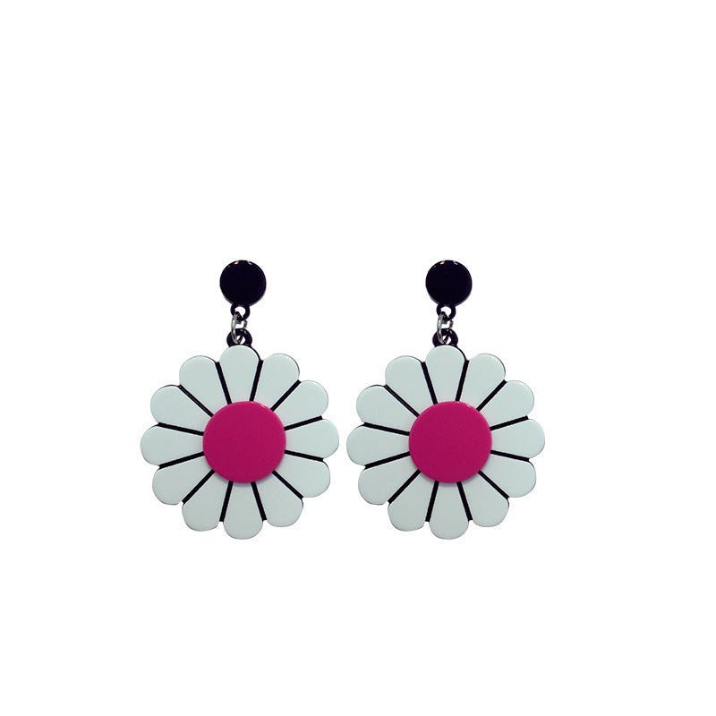 Sun Flower Daisy Flower Big Earrings Women-Jewearrings