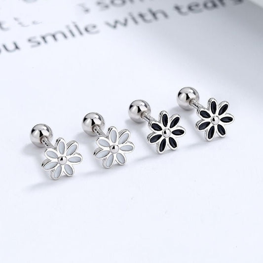 Sun Flower Twisting Screw Pattern Stud Earrings-Jewearrings