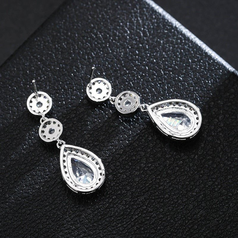 Super Flash AAA Zircon With Diamond Water Drop Earrings-Jewearrings