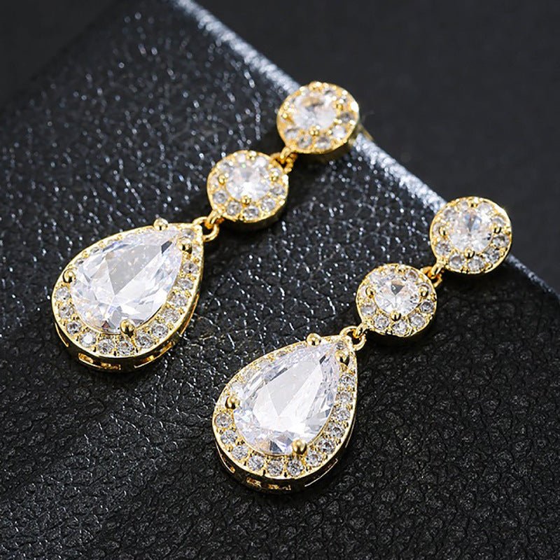 Super Flash AAA Zircon With Diamond Water Drop Earrings-Jewearrings