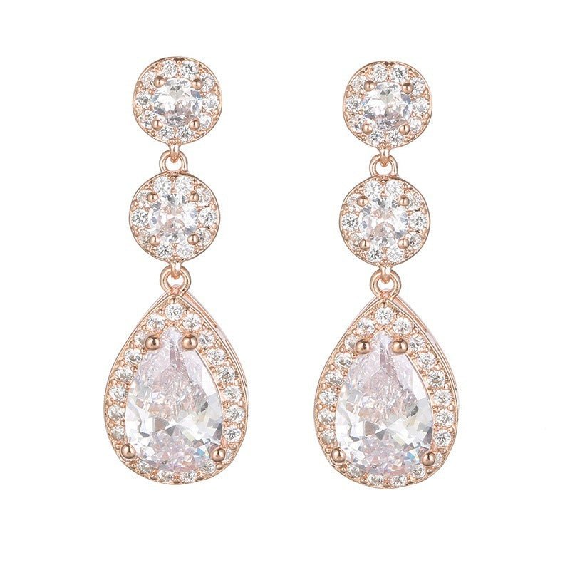 Super Flash AAA Zircon With Diamond Water Drop Earrings-Jewearrings