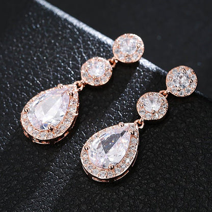 Super Flash AAA Zircon With Diamond Water Drop Earrings-Jewearrings