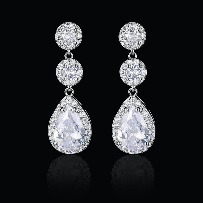 Super Flash AAA Zircon With Diamond Water Drop Earrings-Jewearrings