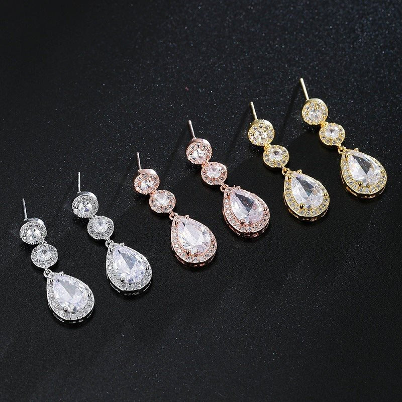 Super Flash AAA Zircon With Diamond Water Drop Earrings-Jewearrings