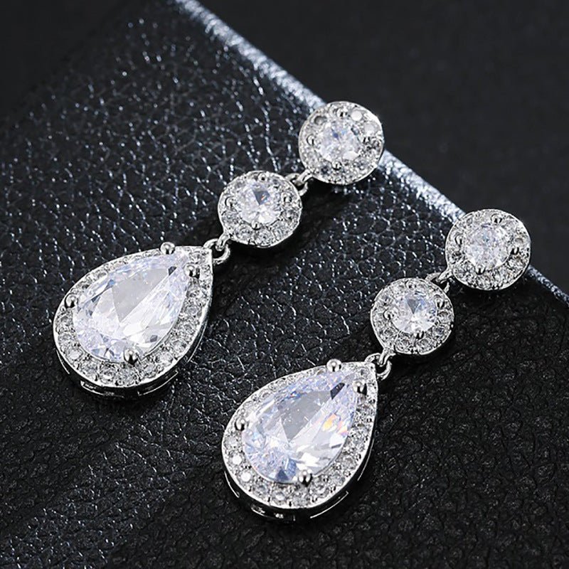 Super Flash AAA Zircon With Diamond Water Drop Earrings-Jewearrings