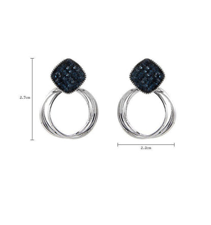 Super flashing dark blue crystal earrings women-Jewearrings