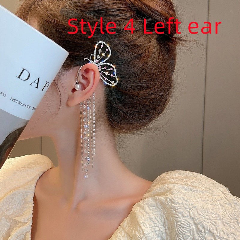 Super Flashing Diamond Earrings With Butterfly Ear Clip Earrings All-in-one Earrings-Jewearrings