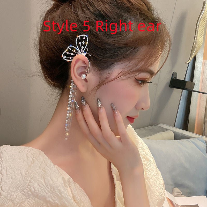 Super Flashing Diamond Earrings With Butterfly Ear Clip Earrings All-in-one Earrings-Jewearrings