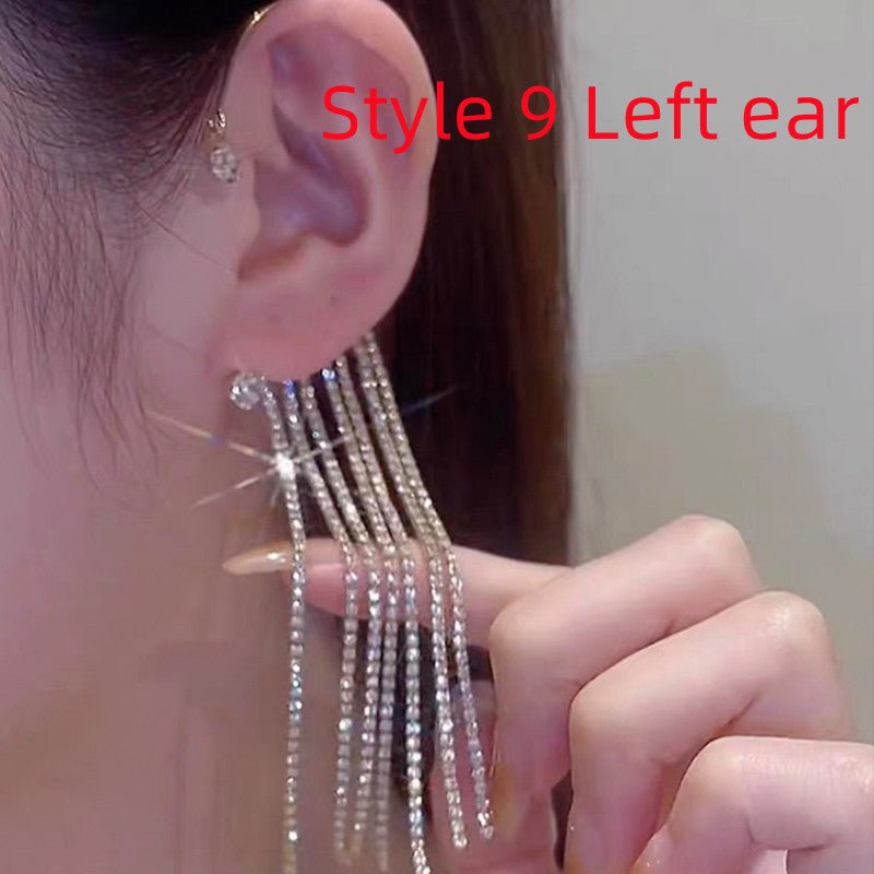 Super Flashing Diamond Earrings With Butterfly Ear Clip Earrings All-in-one Earrings-Jewearrings