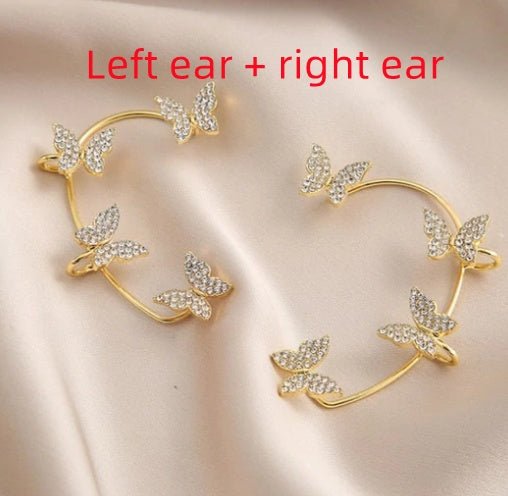 Super Flashing Diamond Earrings With Butterfly Ear Clip Earrings All-in-one Earrings-Jewearrings