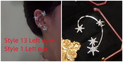 Super Flashing Diamond Earrings With Butterfly Ear Clip Earrings All-in-one Earrings-Jewearrings