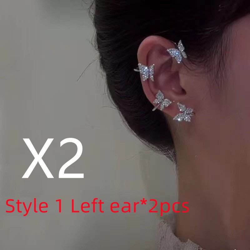 Super Flashing Diamond Earrings With Butterfly Ear Clip Earrings All-in-one Earrings-Jewearrings