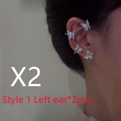 Super Flashing Diamond Earrings With Butterfly Ear Clip Earrings All-in-one Earrings-Jewearrings