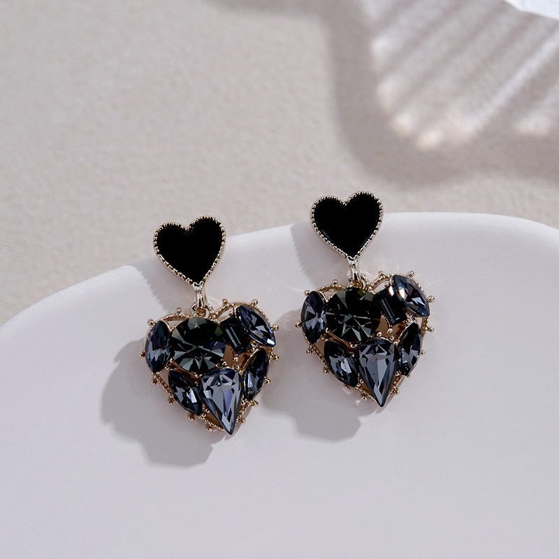 Super Sparkling Blue Full Diamond Heart Earrings-Jewearrings