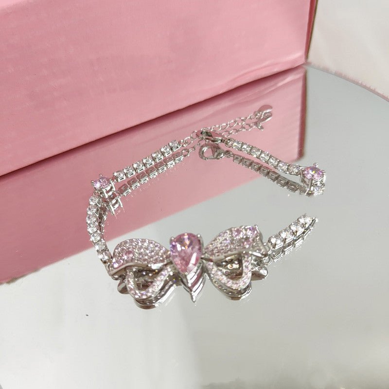 Sweet Diamond Princess Bow Girl All Match Exquisite Earrings-Jewearrings